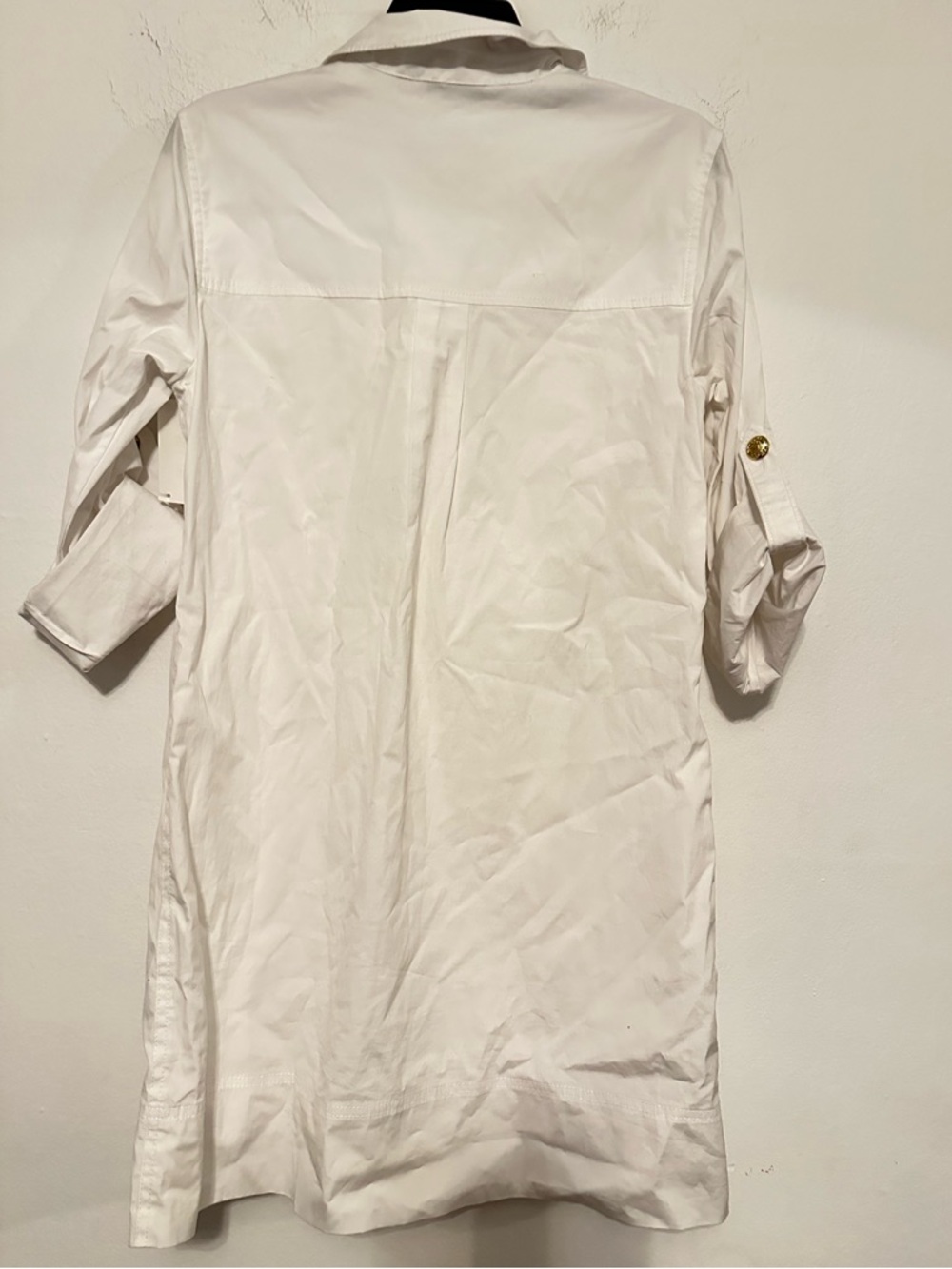 Veronica Beard White Shirt Dress with Gold Buttons - Picture 7 of 7